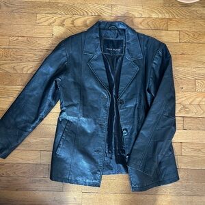 Vintage Serge Platini Black Leather Jacket Size S